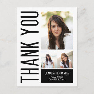 Simply Cool Editable Colour Graduation Thank You Postcard
