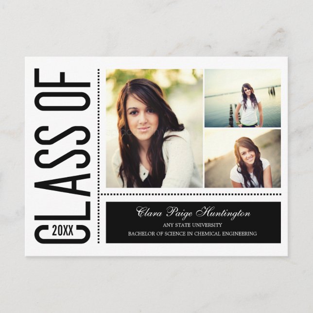 Simply Cool Graduation Announcement/Invitation Invitation Postcard (Front)