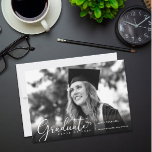Simply Cursive Text Photo Graduation Announcement 
