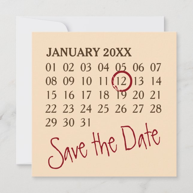 Simply Custom Calendar + your photo, backgr., text Save The Date (Front)