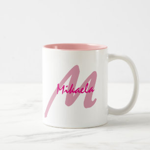Simply Custom Pink Personalised Monogrammed Two-Tone Coffee Mug