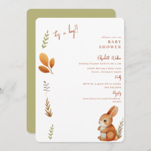 Simply Cute Boho Bunny It's a Boy Baby Shower Invitation