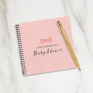Simply Cute Pink Bow Baby Shower Guestbook Notebook