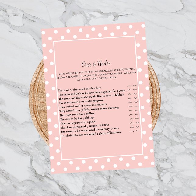 Simply Cute Pink Bow Over Under Shower Game Invitation (Creator Uploaded)