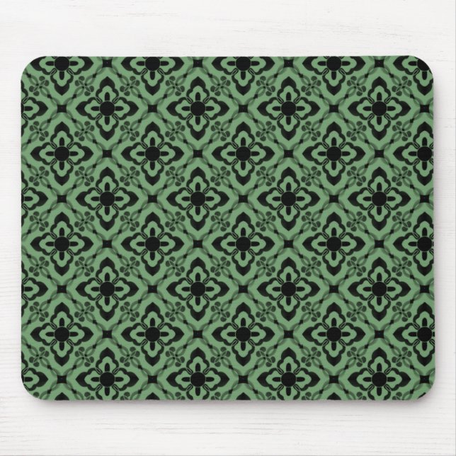 Simply Dazzling Damask Mousepad, Green Mouse Mat (Front)
