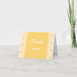 Simply Dazzling Damask Thank You Card, Yellow