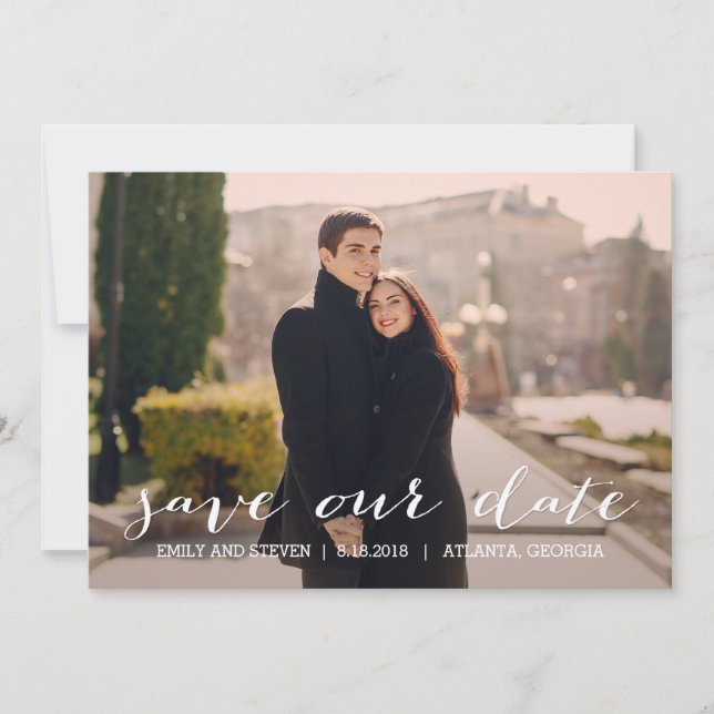 Simply Effortless Wedding Save The Date Card (Front)