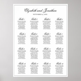 Simply Elegant 16 Table Wedding Seating Chart