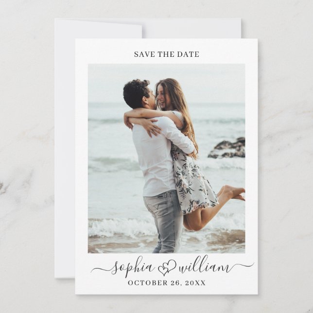 Simply Elegant 2 Photo Wedding  Save The Date (Front)