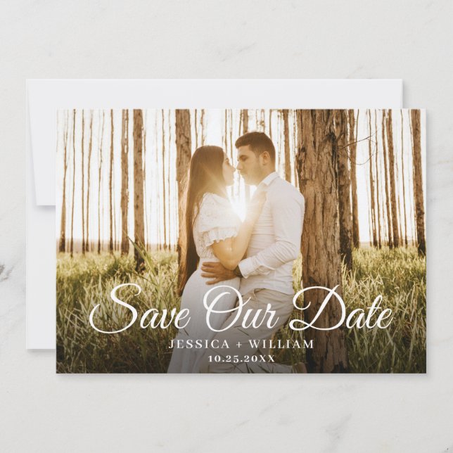 Simply Elegant 3 Photo Wedding Save The Date (Front)
