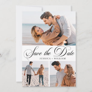 Simply Elegant 3 Photo Wedding Save The Date
