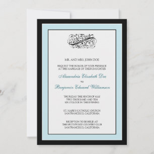 Simply Elegant 5x7 Black/Blue Wedding Invite