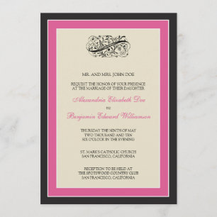 Simply Elegant 5x7 Black/Fuschia Wedding Invite