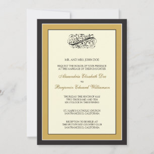 Simply Elegant 5x7 Black/Gold Wedding Invite