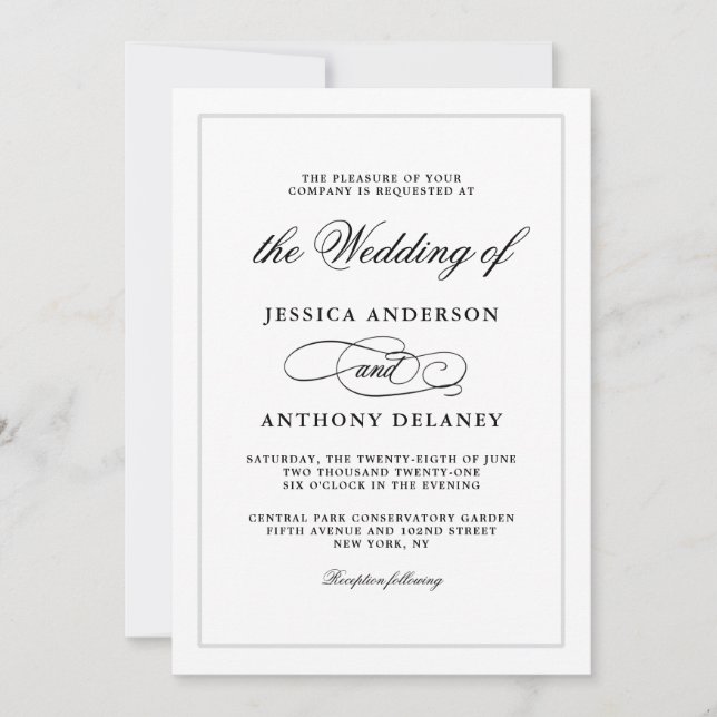 Simply Elegant Affair Wedding Invitation (Front)