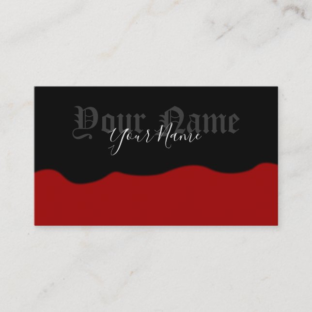 Simply elegant ancient black and bordeaux waves business card (Front)