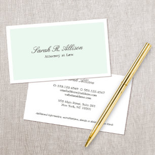 Simply Elegant Attorney Light Aqua Business Card