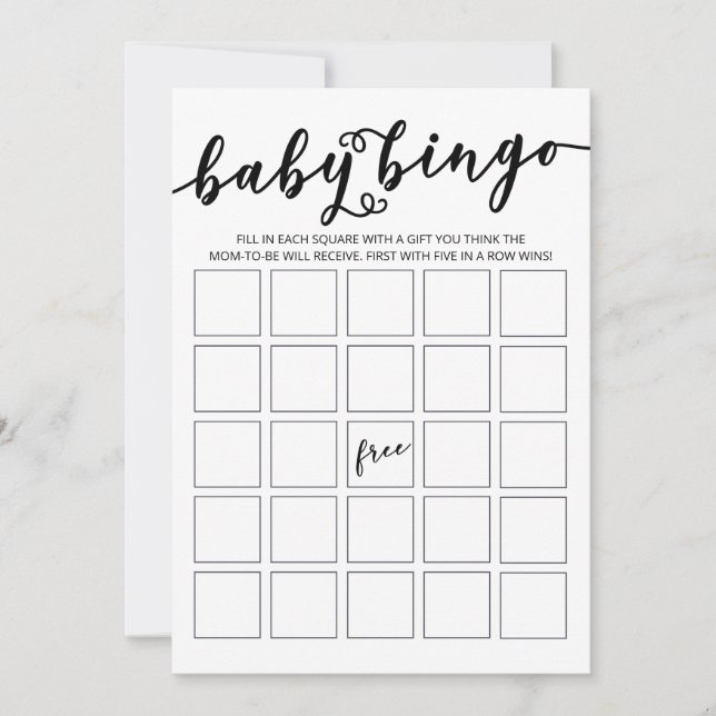 Simply Elegant Baby Shower Bingo Invitation (Front)