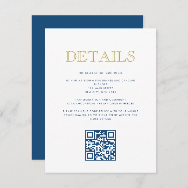 Simply Elegant Bar Mitzvah-QR Code Detail Card (Front/Back)
