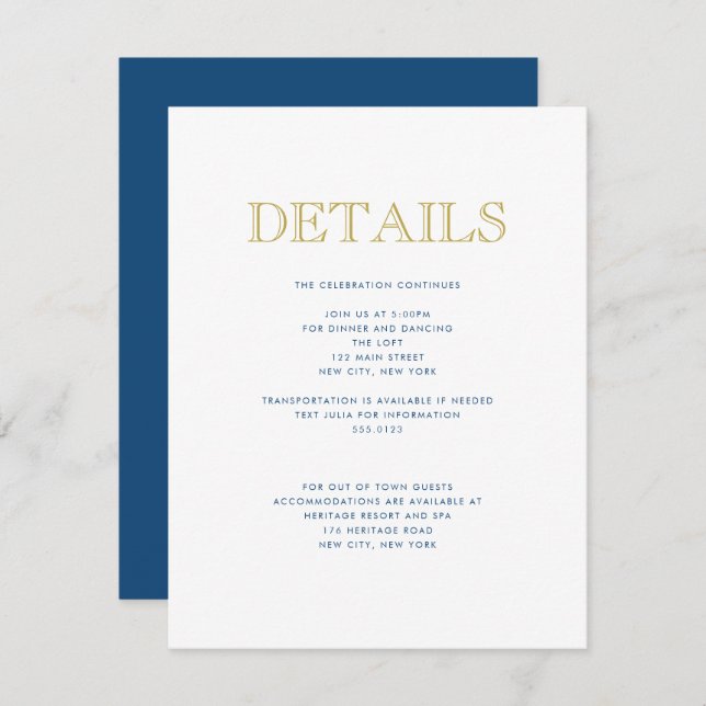Simply Elegant Bar Mitzvah-Traditional Detail Card (Front/Back)