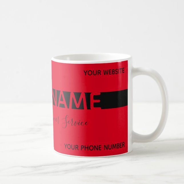 Simply elegant berry black stripe business card coffee mug (Right)
