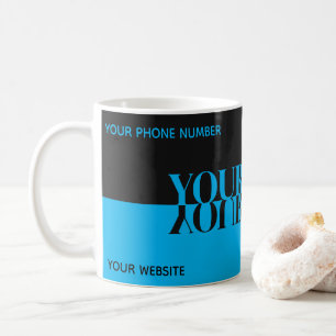 Simply elegant black and blue reflection name coffee mug