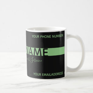 Simply elegant black and green stripe business coffee mug