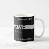 Simply elegant black and grey stripe business mug