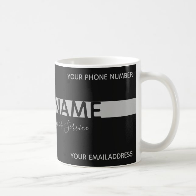 Simply elegant black and grey stripe business mug (Right)