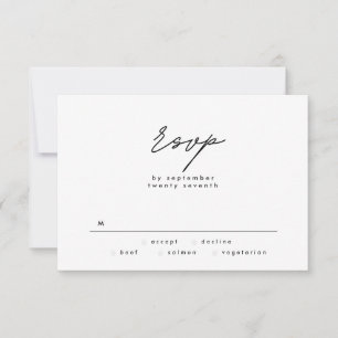 Simply Elegant Black and White Text Wedding RSVP Card