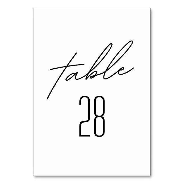 Simply Elegant Black and White Wedding Table Numbe Number (Front)