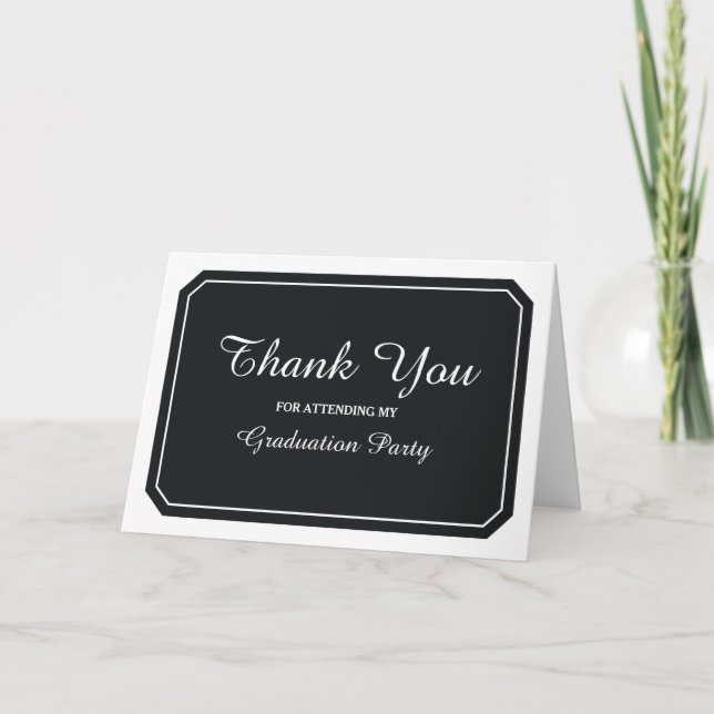 Simply Elegant Black Graduation Thank You Card (Front)