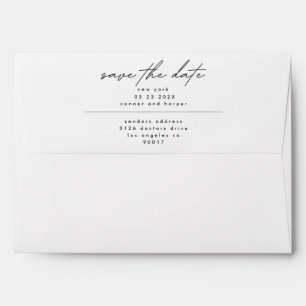 Simply Elegant Black on White Save The Date  Envelope
