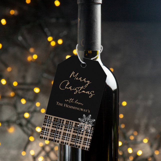 Simply Elegant Black & Tan Plaid Gift Tag (Creator Uploaded)