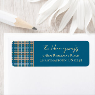 Simply Elegant Blue Plaid Return Address