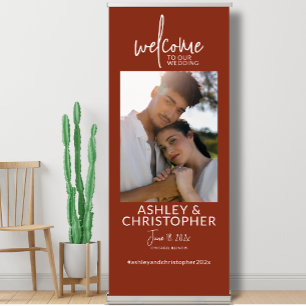 Simply Elegant Burnt Sienna Photo Wedding Welcome Retractable Banner