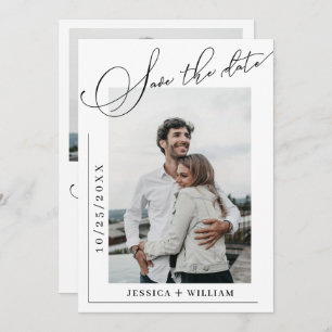 Simply Elegant Calligraphy Wedding 2 Photo Save The Date