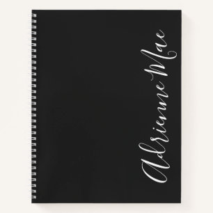 Simply Elegant Charcoal & White Personalised Notebook