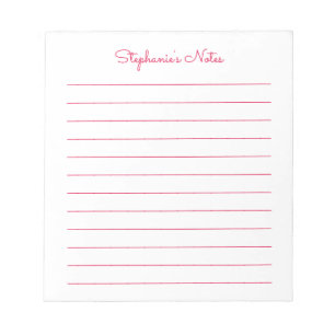 Simply Elegant Cherry Red Lined Personalised Notepad