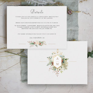 Simply Elegant Christmas Floral Monogram Enclosure Card