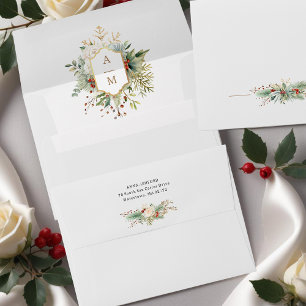 Simply Elegant Christmas Floral Monogram Envelope