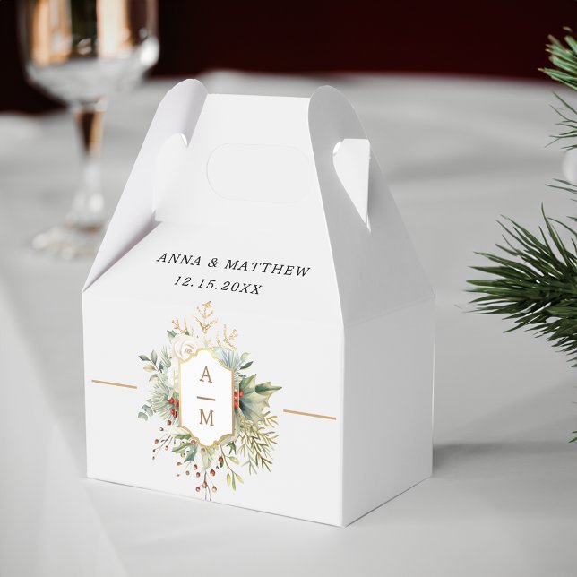 Simply Elegant Christmas Floral Monogram Favour Box (Creator Uploaded)
