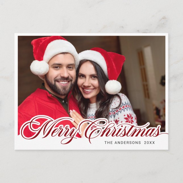 Simply Elegant Christmas PHOTO Greeting Holiday Postcard (Front)