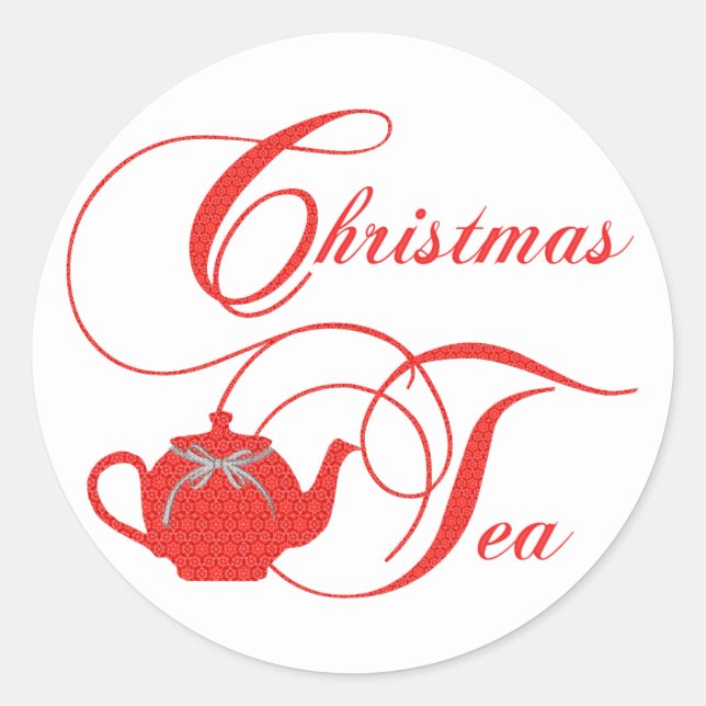 Simply Elegant Christmas Tea Party Classic Round Sticker (Front)
