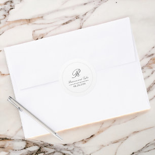 Simply Elegant Classic Wedding Monogram Classic Round Sticker