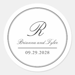 Simply Elegant Classic Wedding Monogram Classic Round Sticker