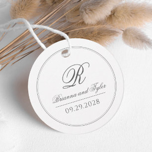 Simply Elegant Classic Wedding Monogram Favour Tags