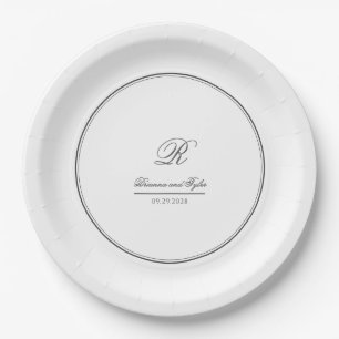 Simply Elegant Classic Wedding Monogram Paper Plate