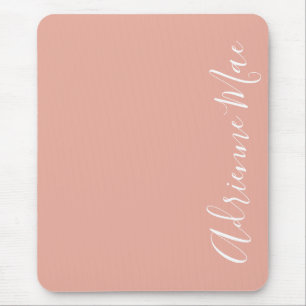 Simply Elegant Coral Pink Personalised Mouse Mat