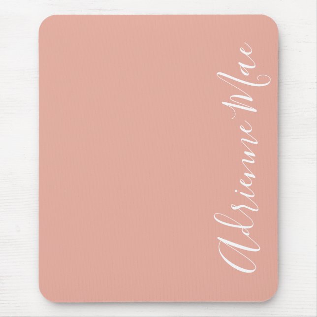 Simply Elegant Coral Pink Personalised Mouse Mat (Front)